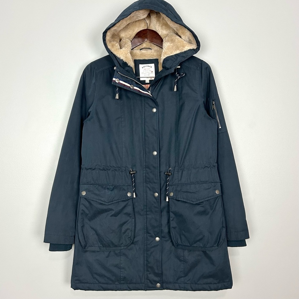 Fat Face Navy Utility Jacket with Faux Fur Lining
